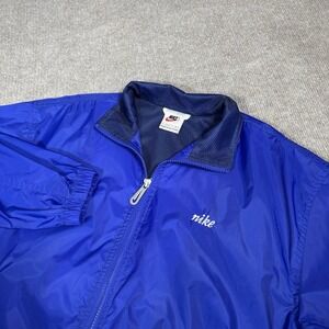 Vintage Nike Windbreaker Jacket Womens S Blue Nylon Lightweight Embroidered 90s